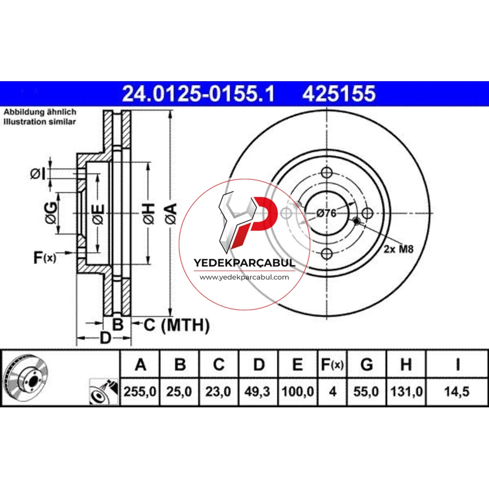 ATE Fren Diski 255x23 mm