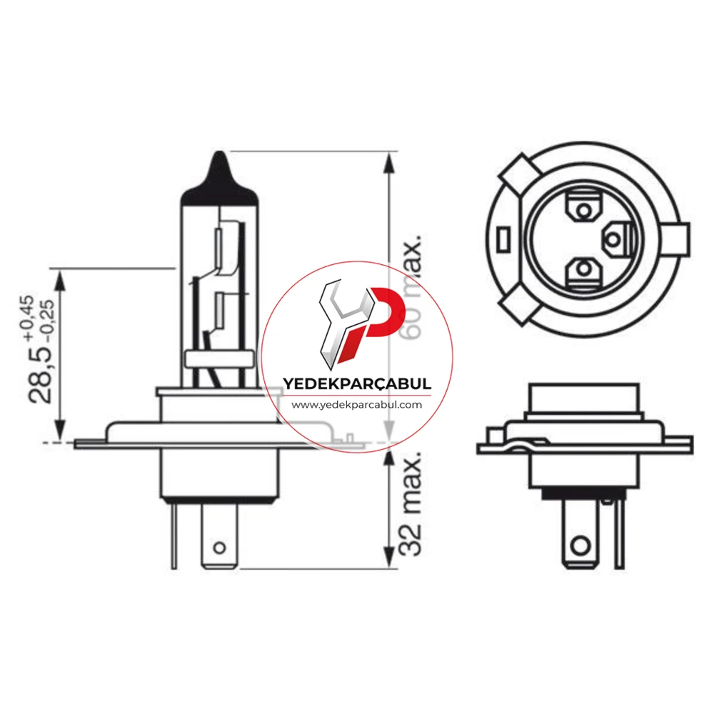Bosch Ampul H4 Plus 150 Gigalight 12V 60W/55W