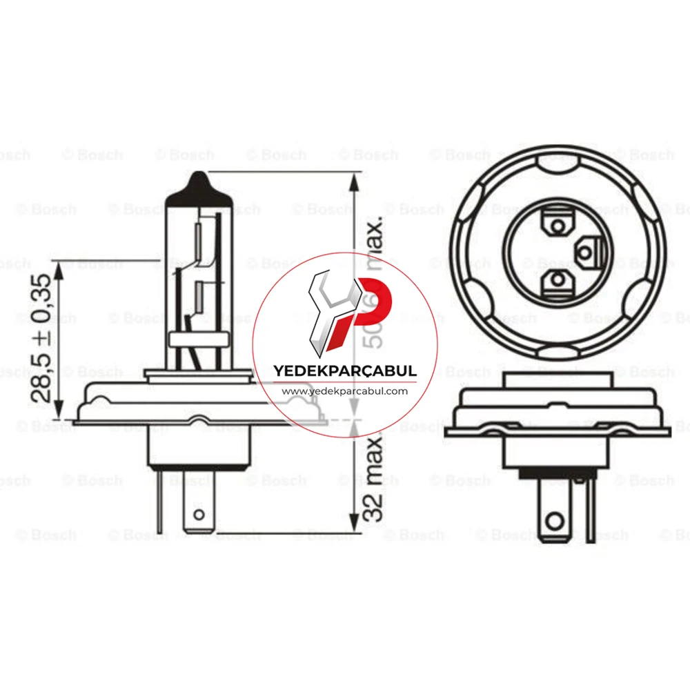 Bosch Ampul R2 Pure Light 12V 45W/40W