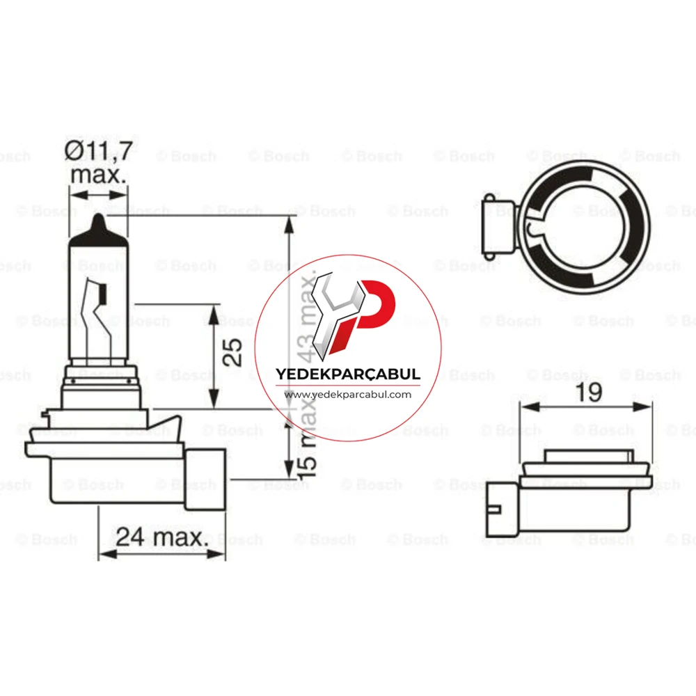 Bosch Ampul H8 Pure Light 12V 35W
