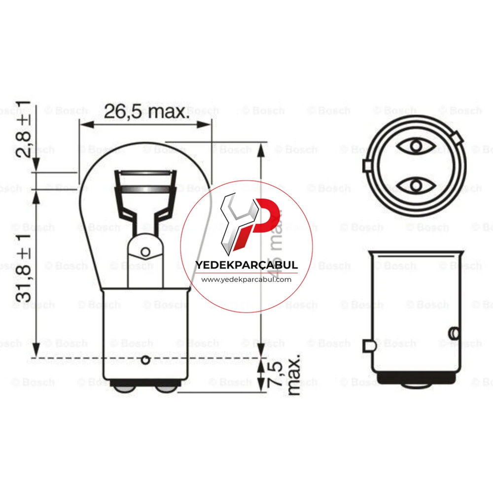 Bosch Ampul P21/4W Pure Light 12V 21W/4W
