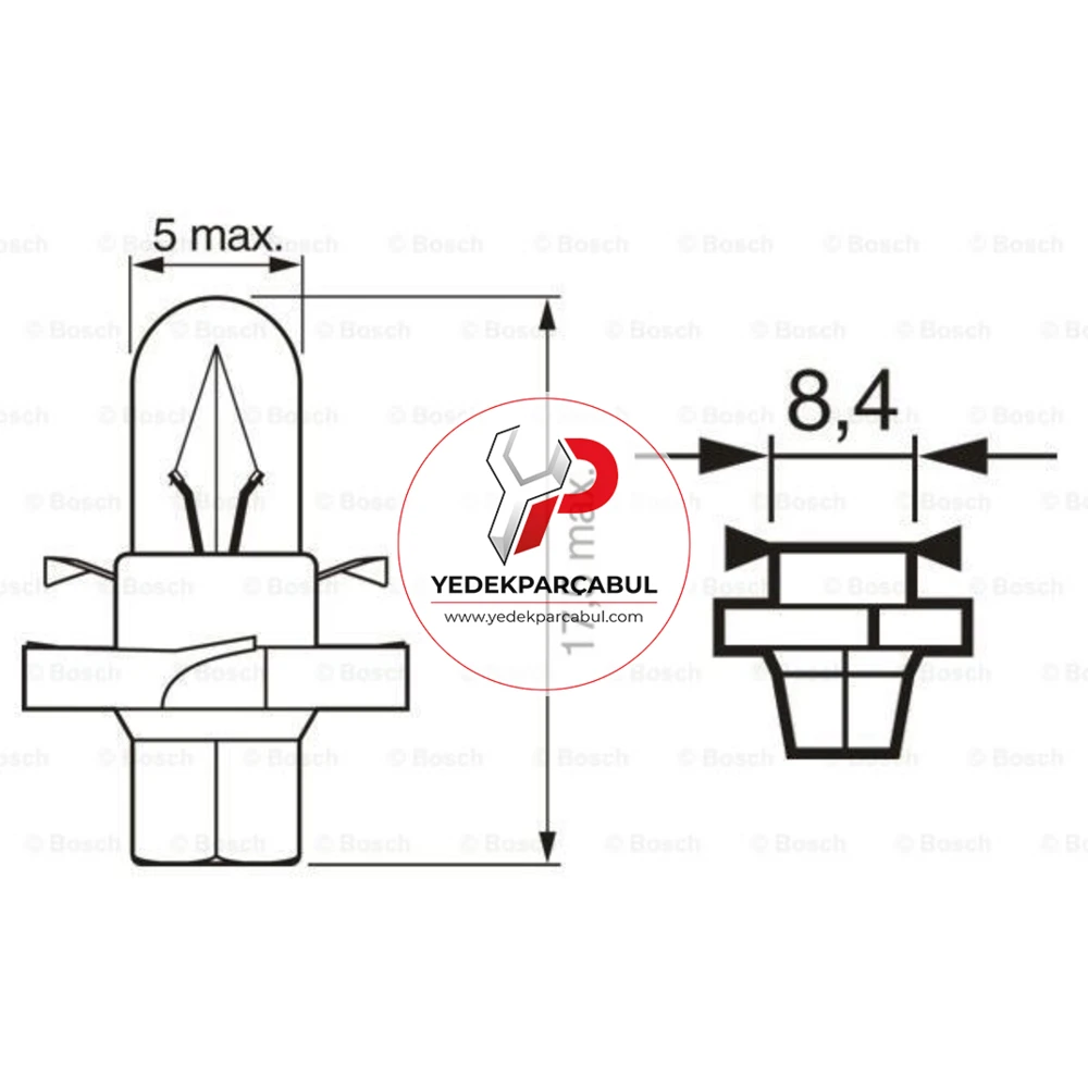 Bosch Ampul BX8,4d Pure Light 12V 1.5W