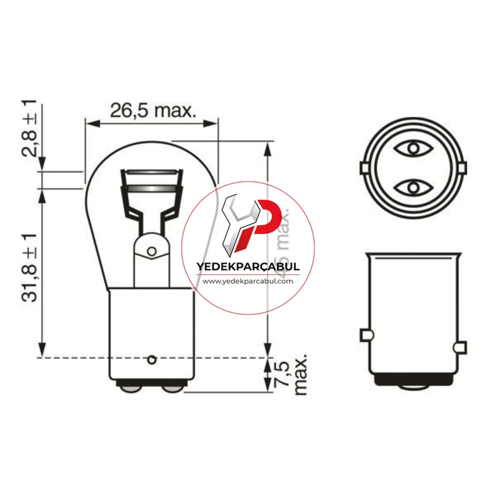 Bosch Ampul P21W/5W Longlife Daytime 12V 21W/5W