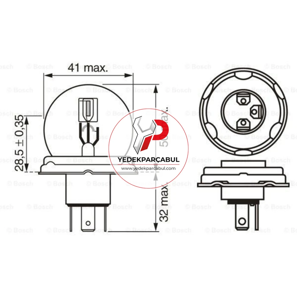 Bosch Ampul R2 Trucklight 24V 55W/50W
