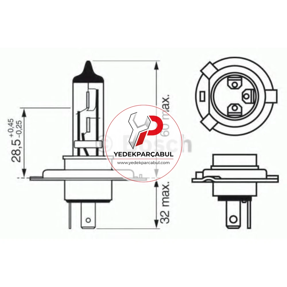 Bosch Ampul H4 Trucklight 24V 75W/70W