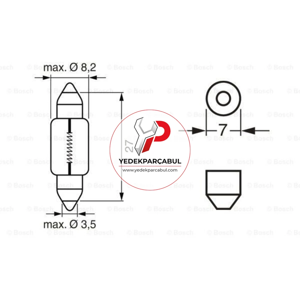 Bosch Ampul SV7-8 Trucklight 24V 3W