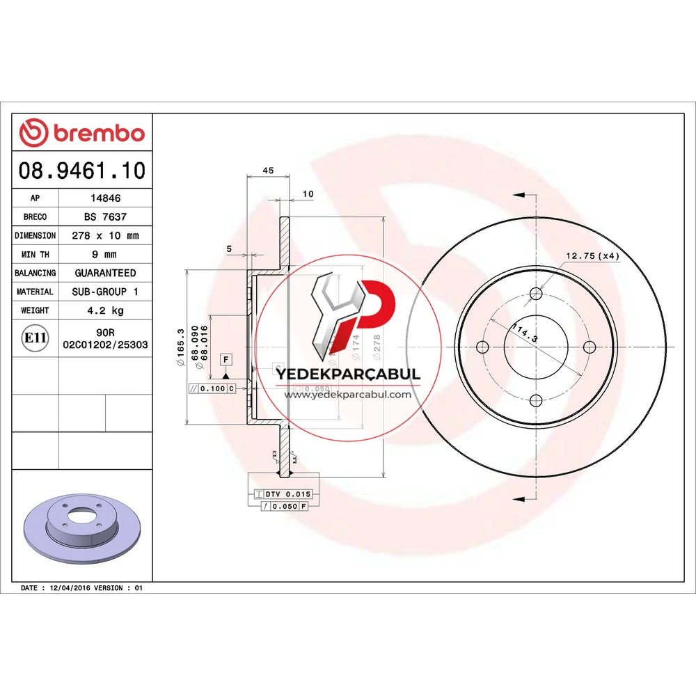 Brembo Arka Fren Diski