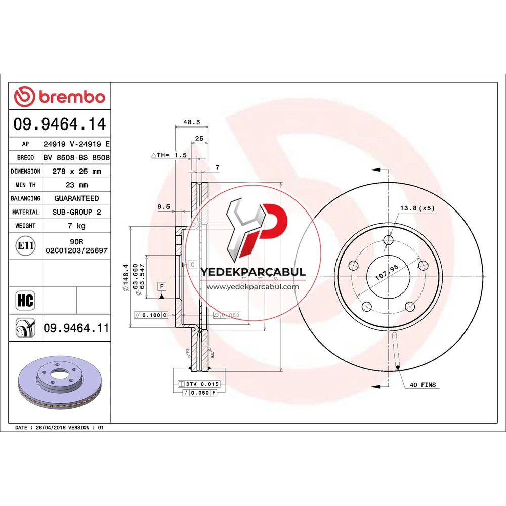 Brembo Arka Fren Disk Aynası