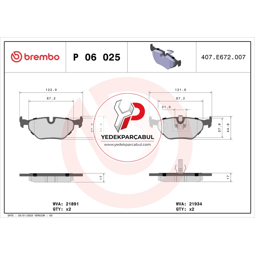Brembo Arka Fren Balatası