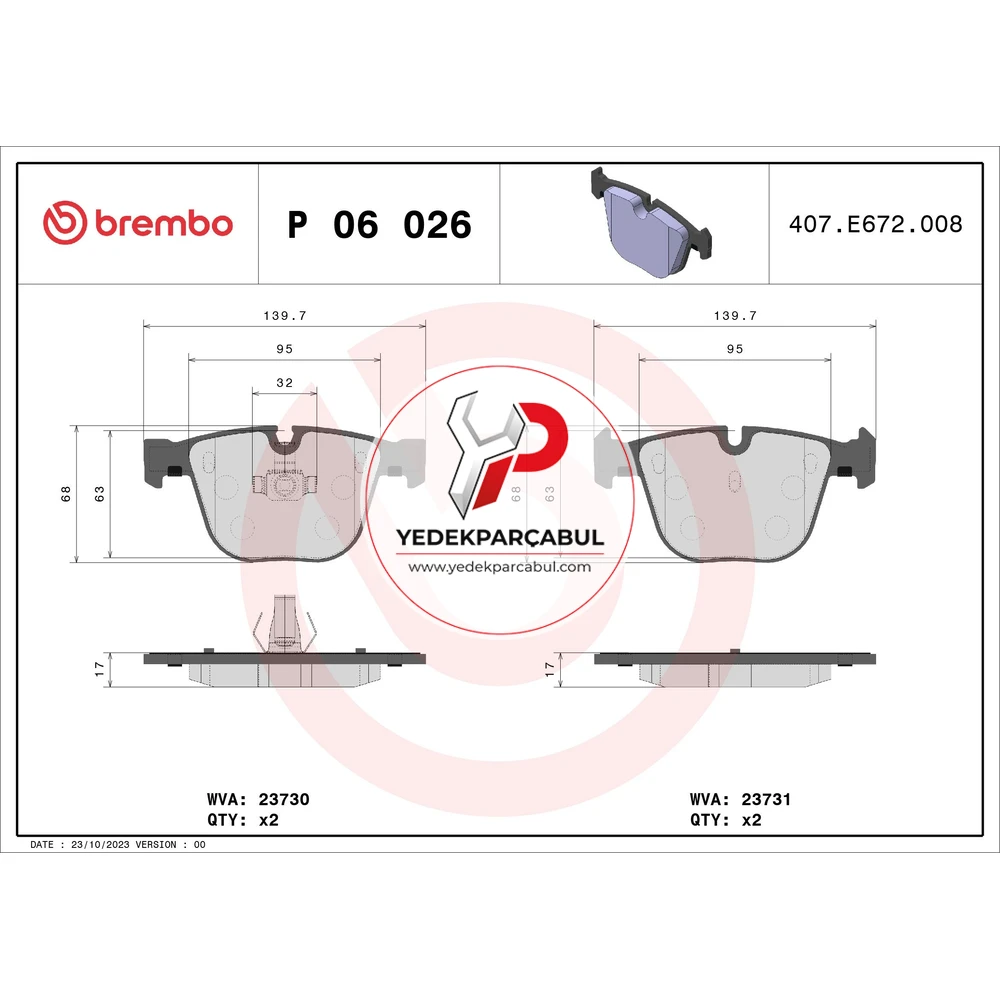 Brembo Arka Fren Balatası