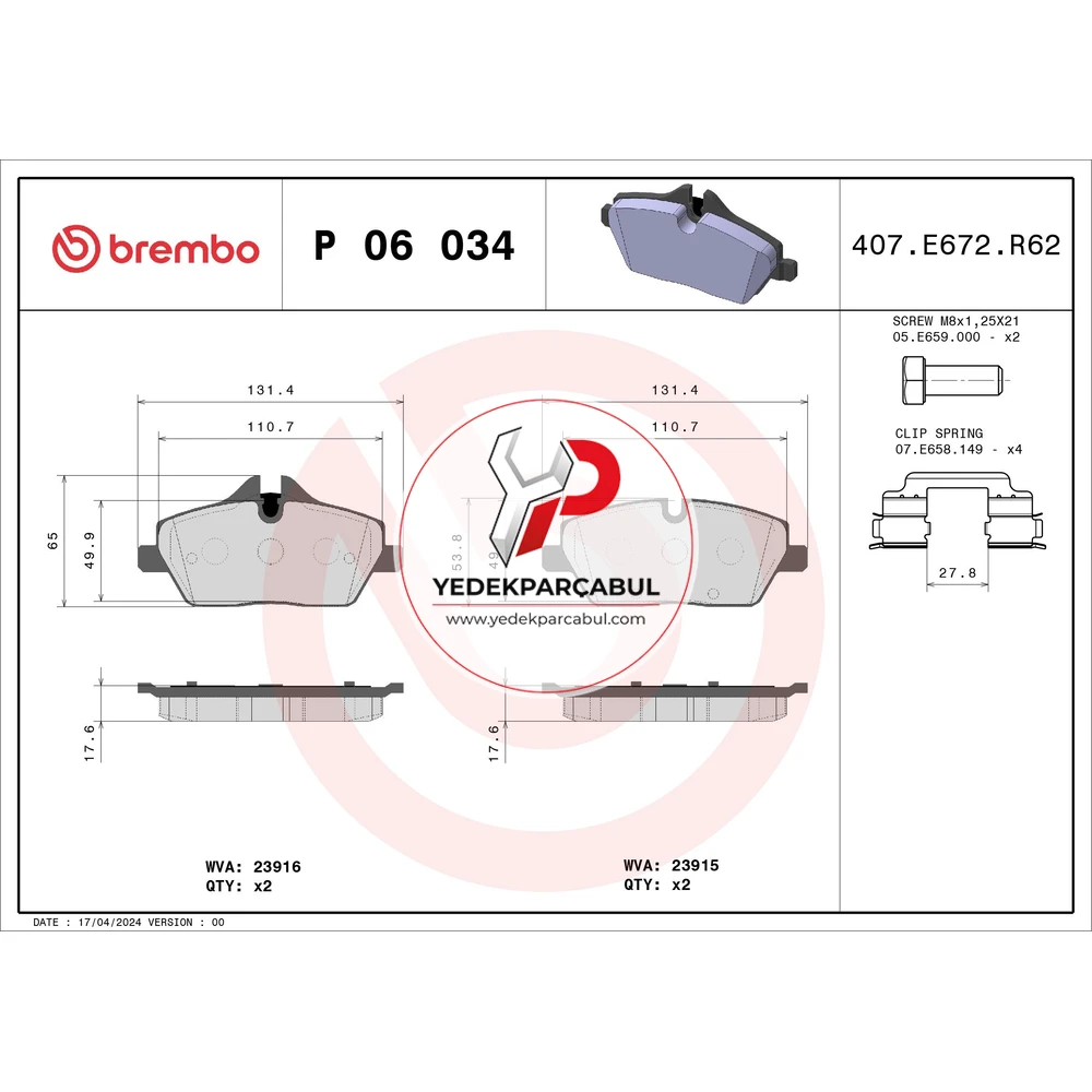 Brembo Fren Balatası Ön