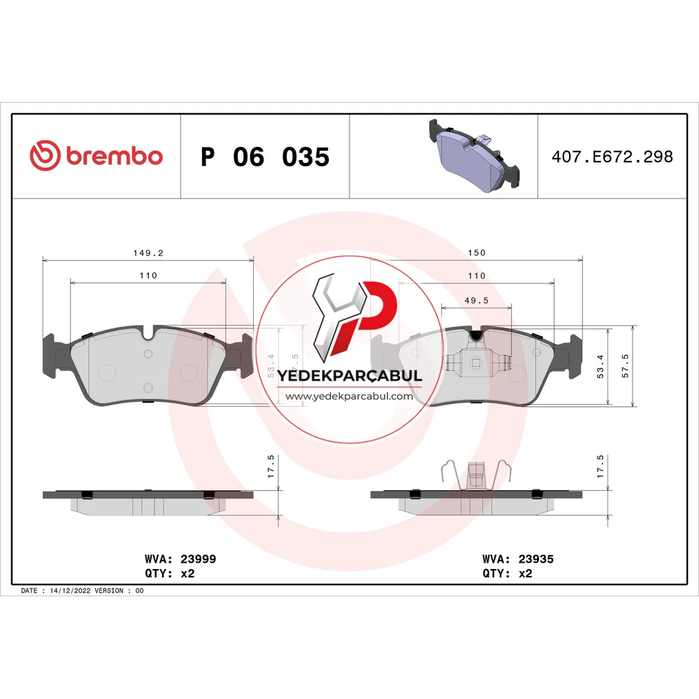 Brembo Ön Fren Balatası