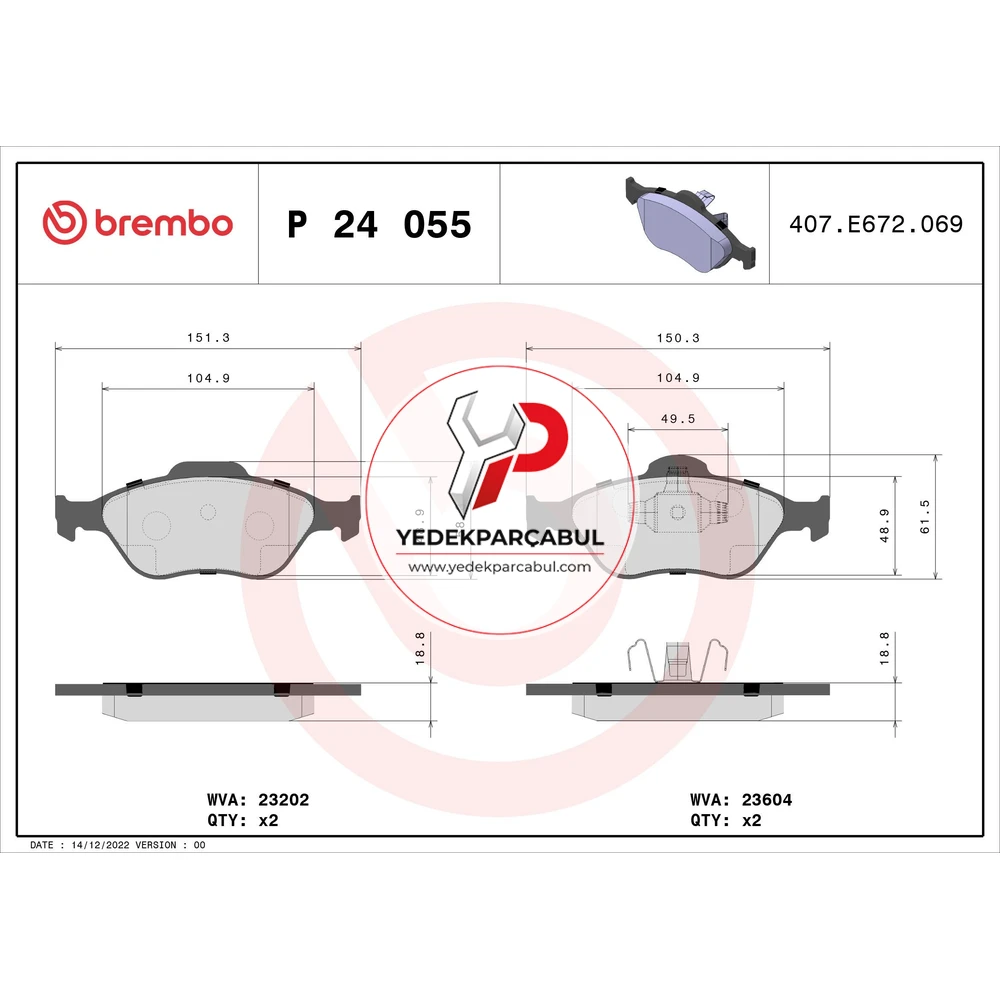 Brembo Ön Fren Balatası