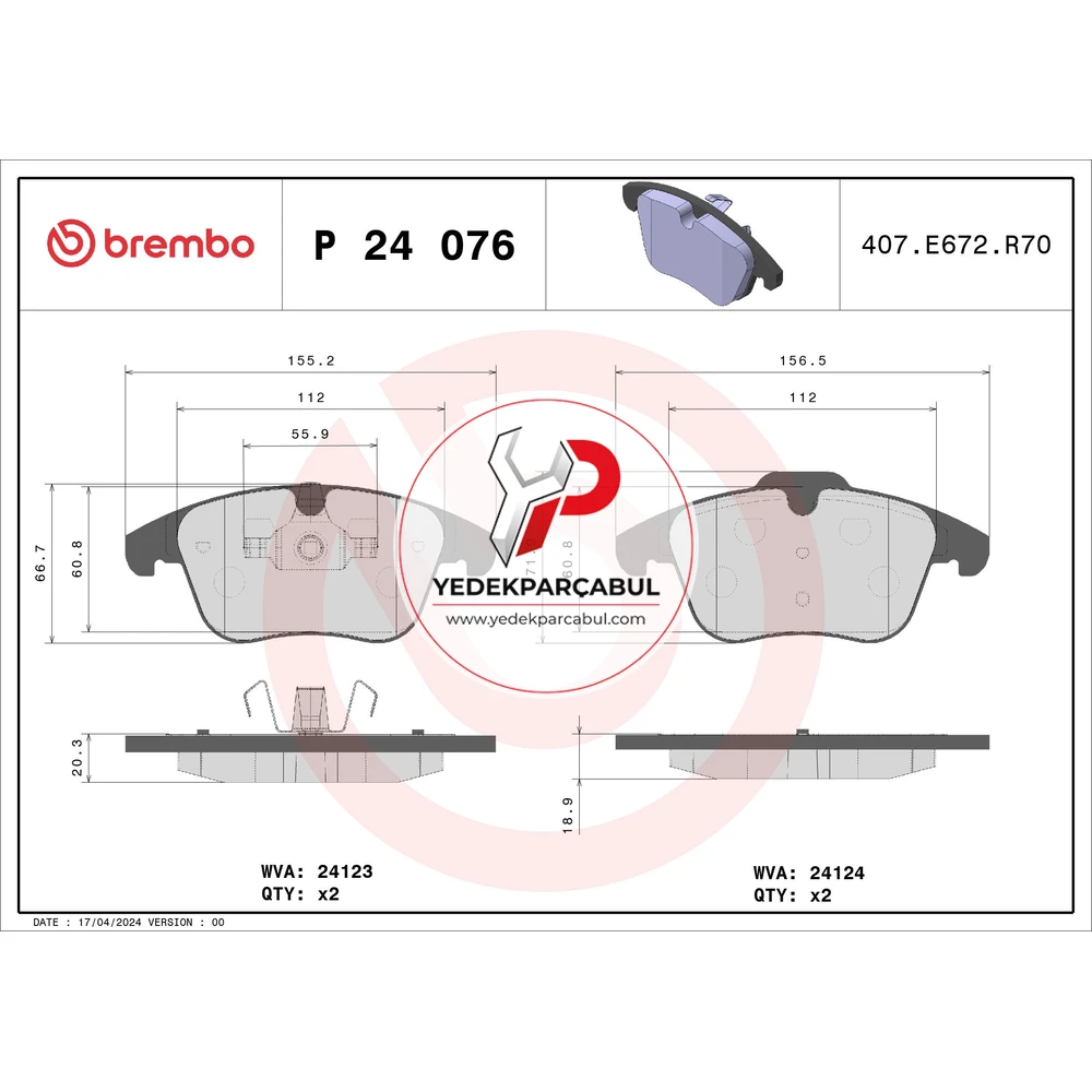 Brembo Fren Balatası Ön