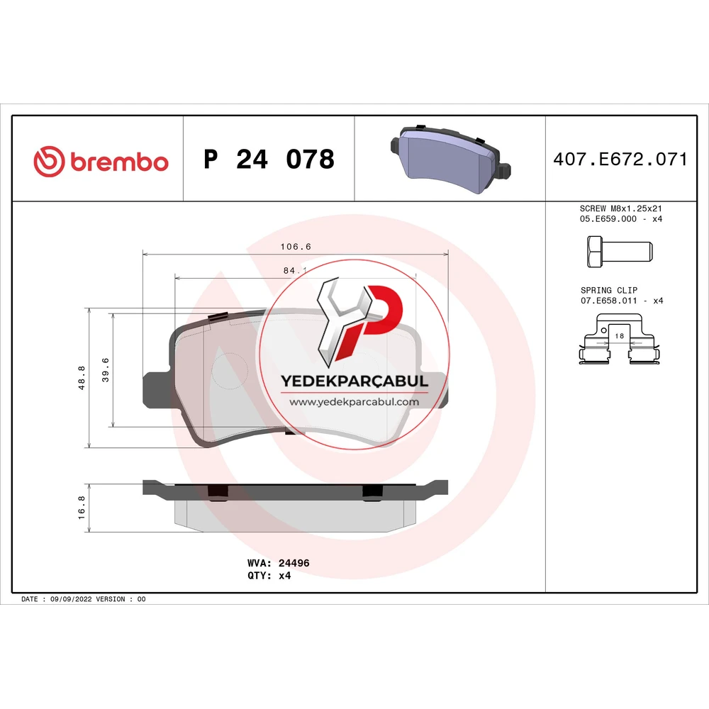 Brembo Arka Fren Balatası