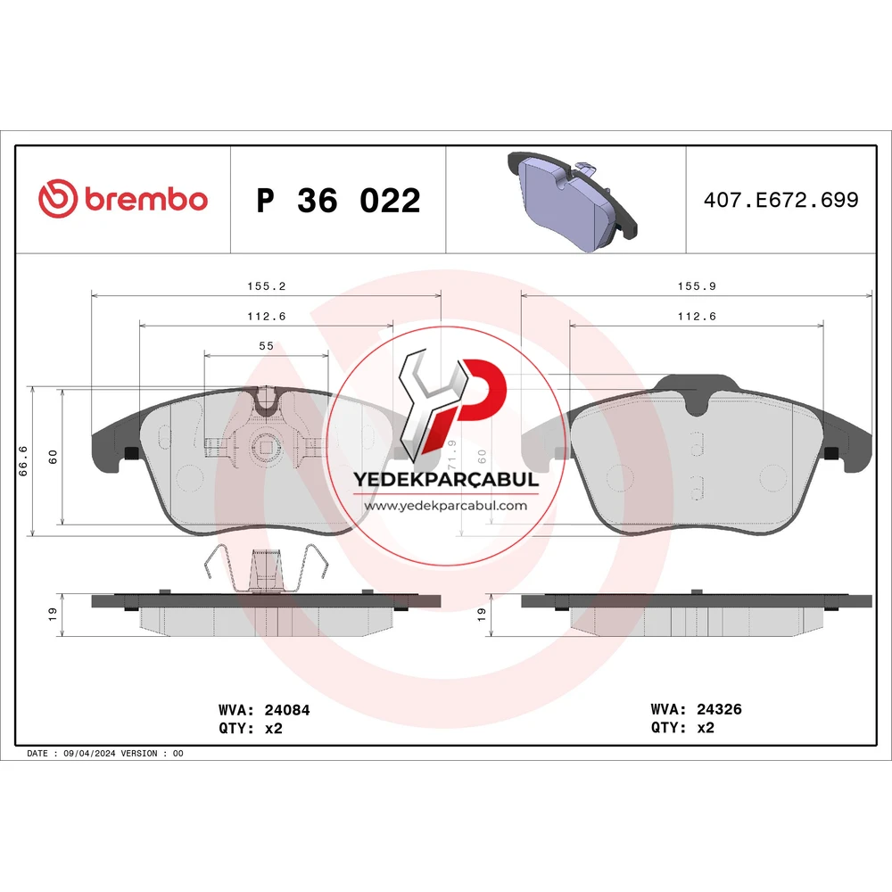 Brembo Ön Fren Balatası