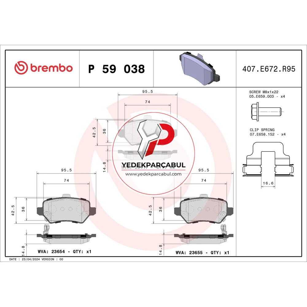 Brembo Arka Fren Balatası