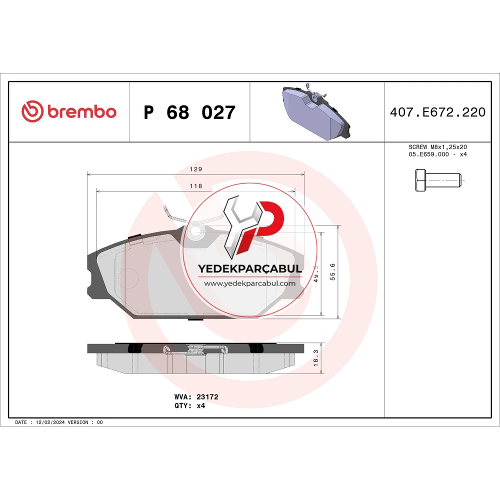 Brembo Ön Fren Balatası