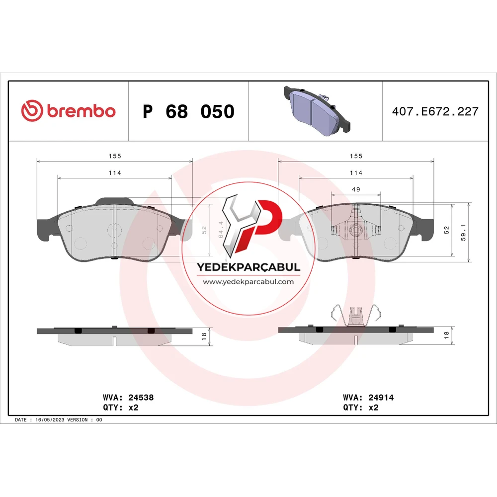 Brembo Ön Fren Balatası