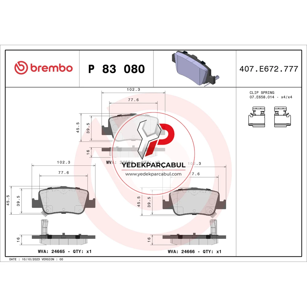 Brembo Arka Fren Balatası