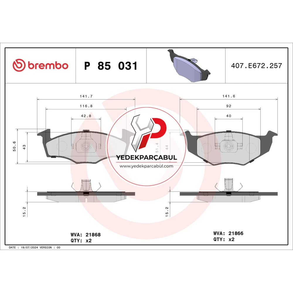 Brembo Ön Fren Balatası