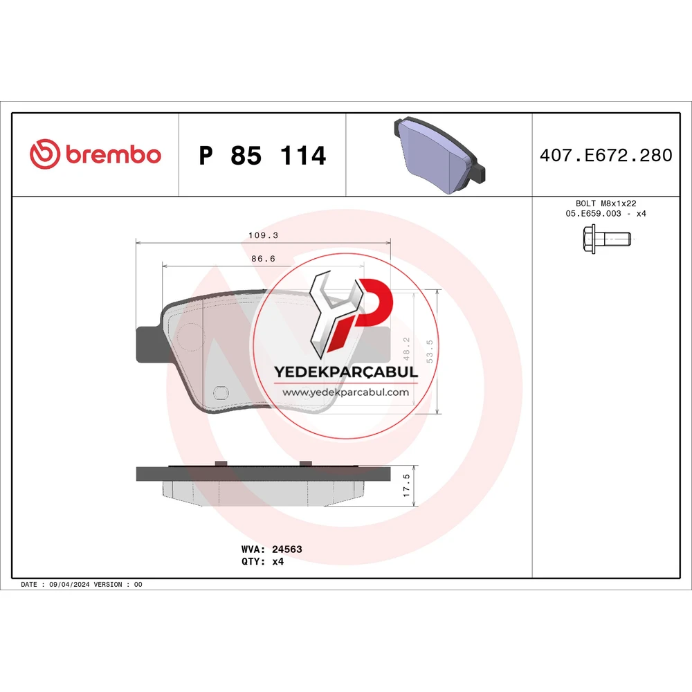 Brembo Arka Balata