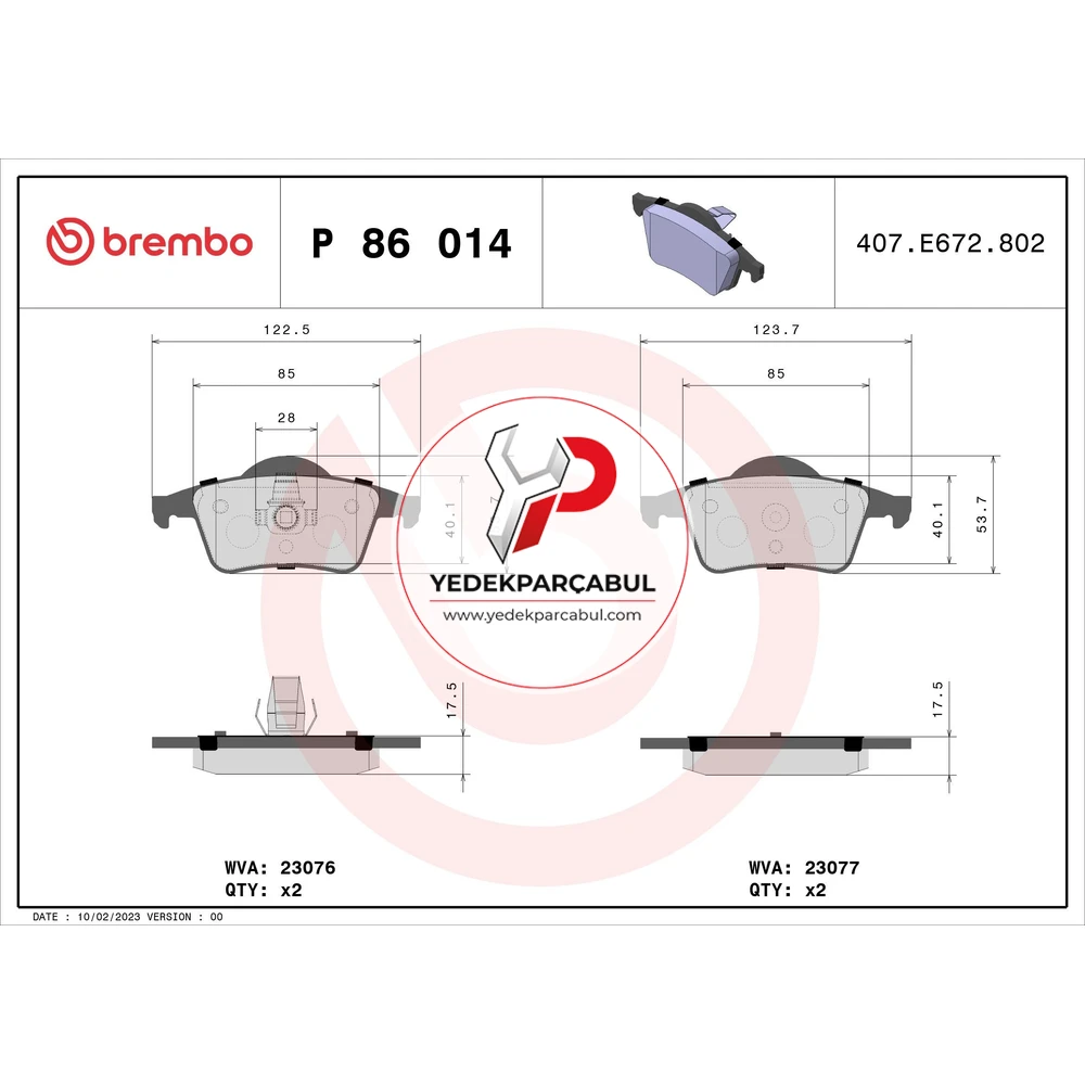 Brembo Arka Balata