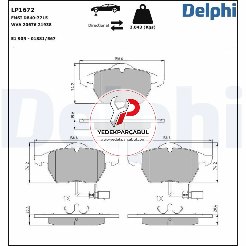 Delphi Ön Balata Fişli Büyük Tip