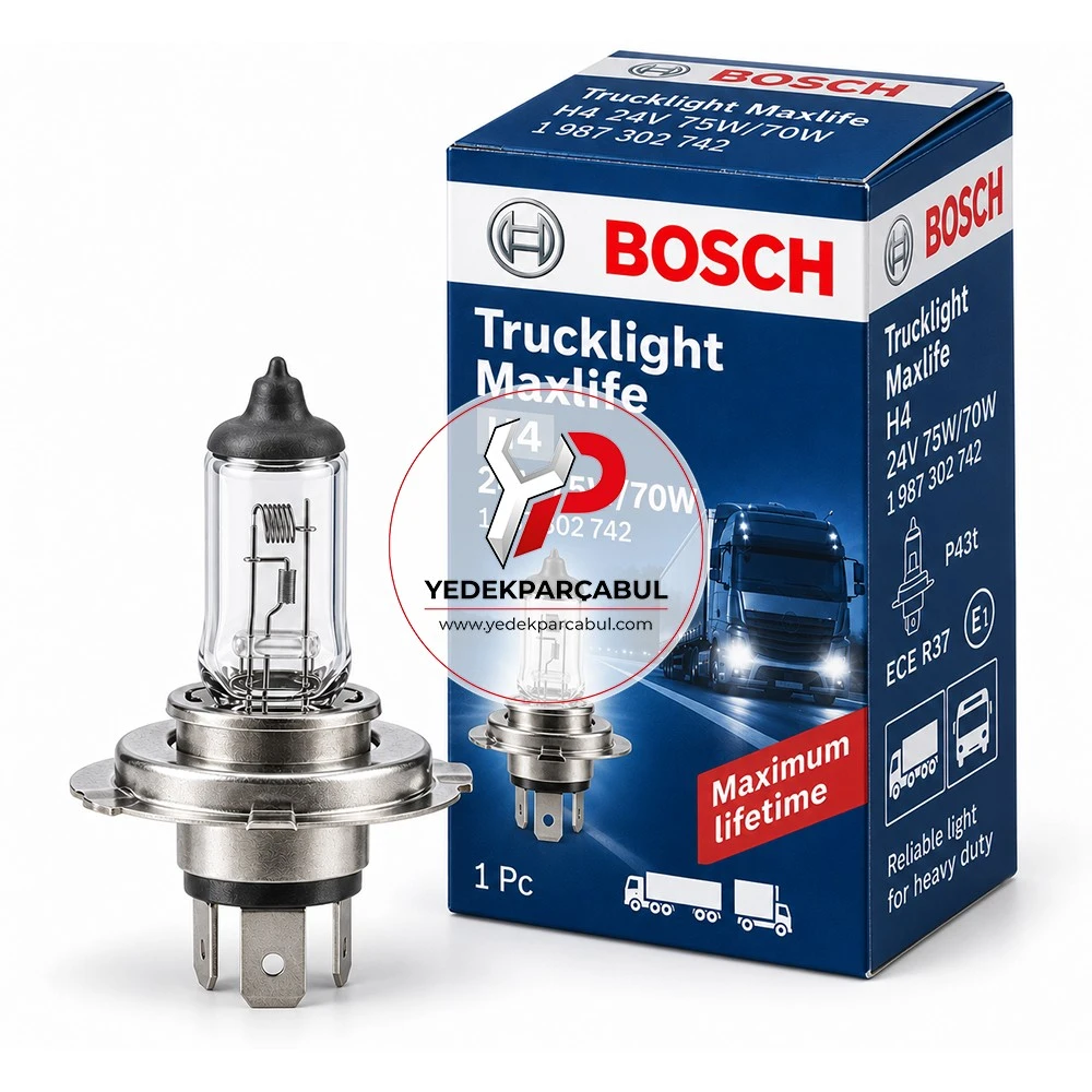 Bosch Ampul H4 Trucklight Maxlife 24V 75W/70W