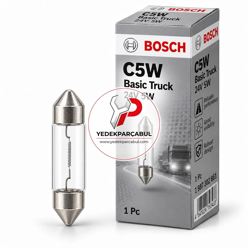Bosch Ampul C5W Basic Truck 24V 5W