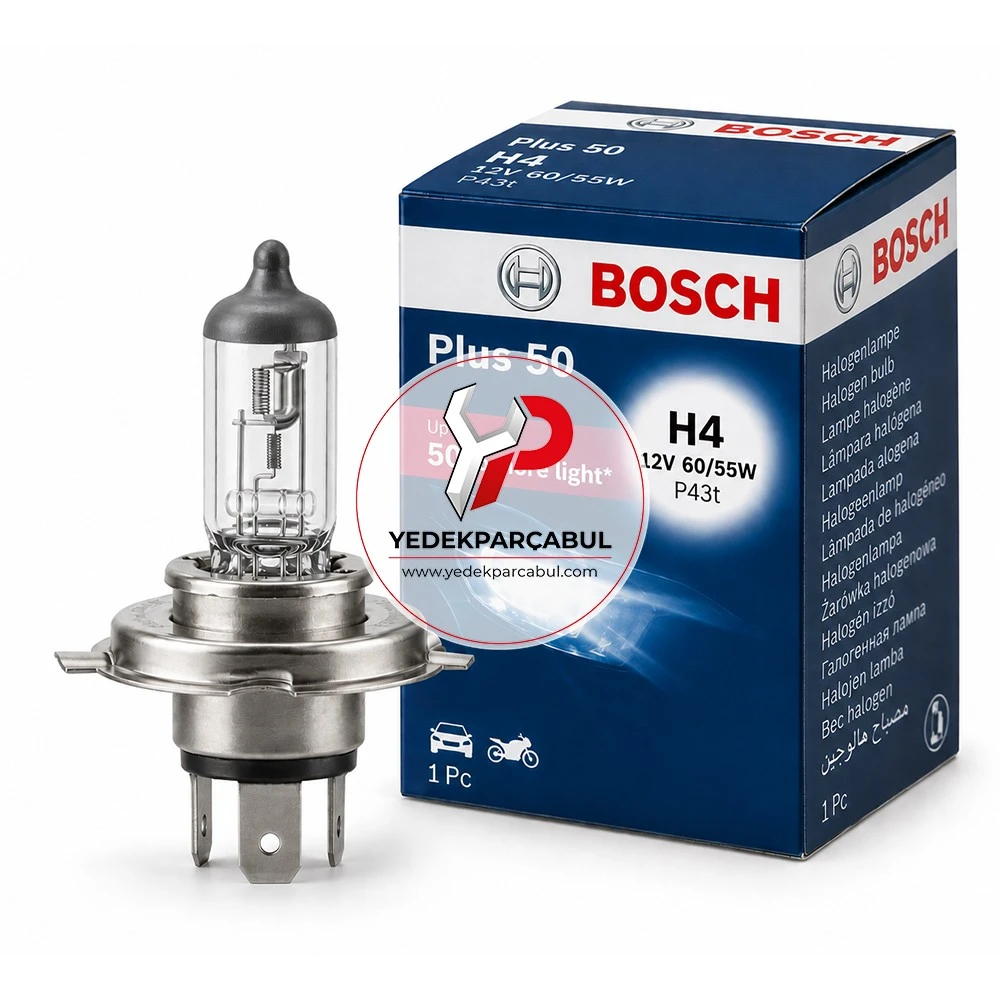 Bosch Ampul H4 Plus 50 12V 60W/55W