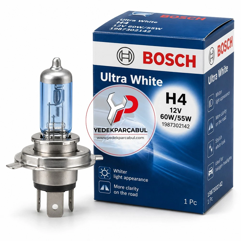 Bosch Ampul H4 Ultra White 12V 60W/55W