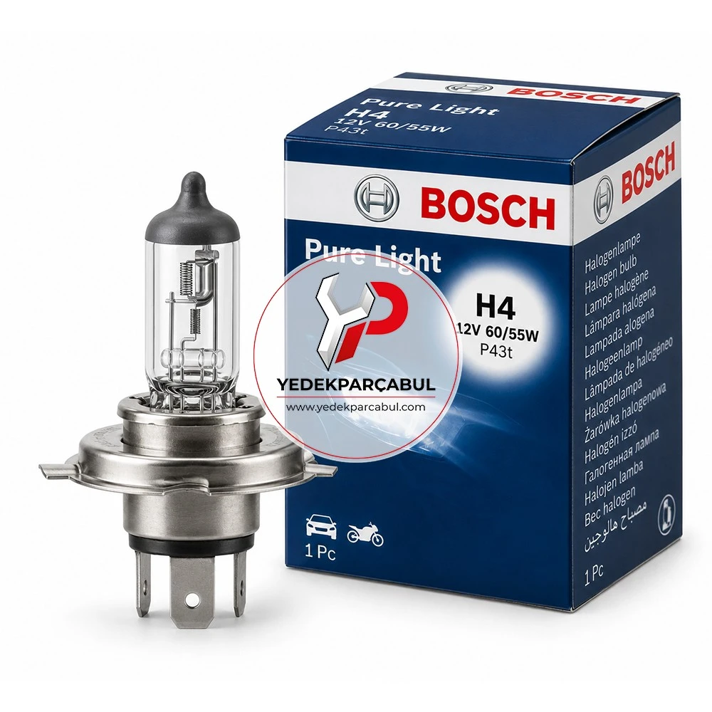 Bosch Ampul H4 Pure Light 12V 60W/55W