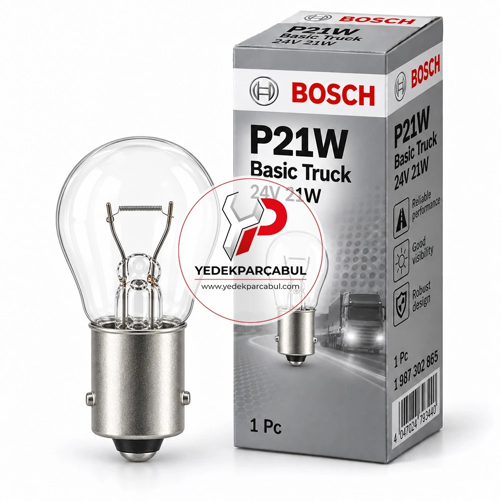 Bosch Ampul P21W Basic Truck 24V 21W
