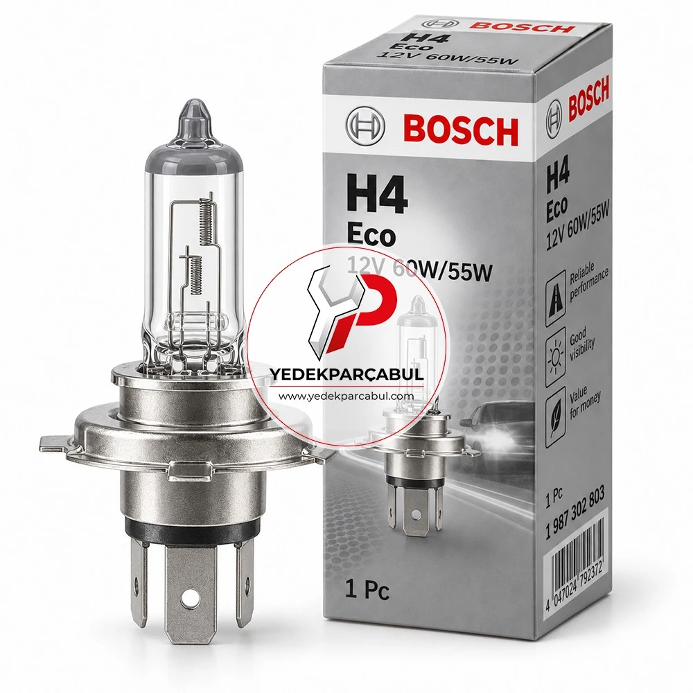 Bosch Ampul H4 Eco 12V 60W/55W