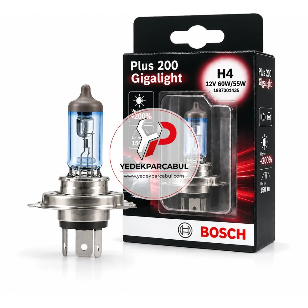 Bosch Ampul H4 Plus 200 Gigalight 12V 60W/55W
