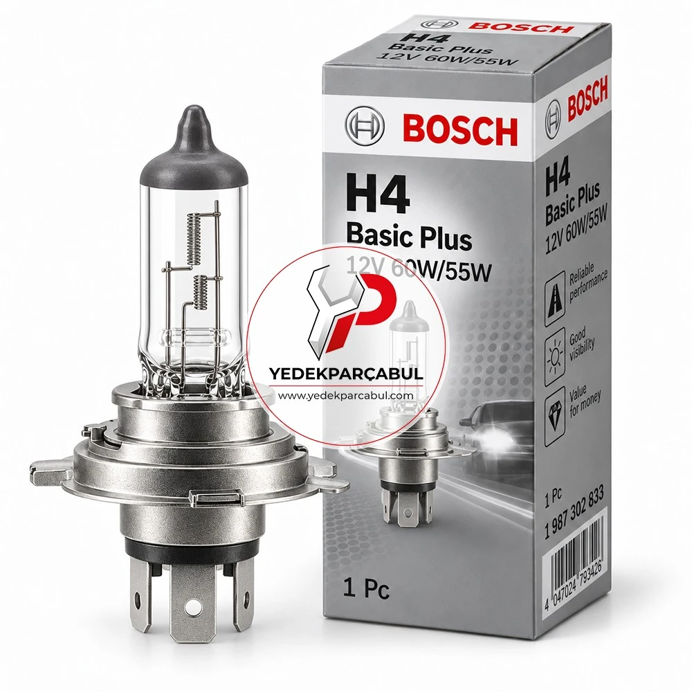 Bosch Ampul H4 Basic Plus 100 12V 60W/55W