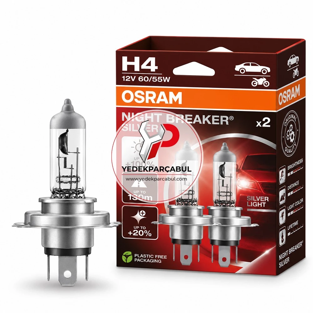 Osram Ampul H4 Night Breaker® Silver 12V 60/55W